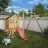 Mercia Snug Wooden Swing Set & Slide -Hozelock Shop mercia snug wooden swing set slide5029442008264 01i