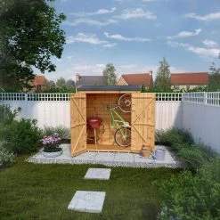 Mercia Tongue & Groove Solid Wood 6x2'6 Pent Garden Storage -Hozelock Shop mercia tongue groove solid wood 6x2 6 pent garden storage5029442008219 02i