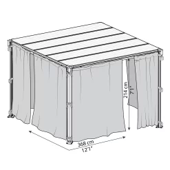 Palram - Canopia 3K Series Grey Polyester (PES) Gazebo Curtain, Pack Of 4 (L)2170mm (W)3660mm -Hozelock Shop palram canopia 3k series grey polyester pes gazebo curtain pack of 4 l 2170mm w 3660mm7290108130744 01t