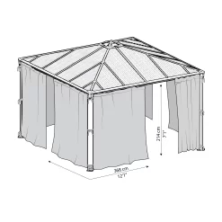 Palram - Canopia 3K Series Grey Polyester (PES) Gazebo Netting, Pack Of 6 (L)2170mm (W)3660mm -Hozelock Shop palram canopia 3k series grey polyester pes gazebo netting pack of 6 l 2170mm w 3660mm7290108130751 02t