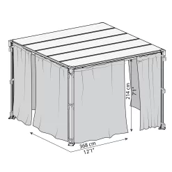 Palram - Canopia 4K Series Grey Polyester (PES) Gazebo Curtain, Pack Of 6 (L)2170mm (W)4010mm -Hozelock Shop palram canopia 4k series grey polyester pes gazebo curtain pack of 6 l 2170mm w 4010mm7290108133714 01t