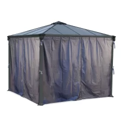 Palram - Canopia 4K Series Grey Polyester (PES) Gazebo Curtain, Pack Of 6 (L)2170mm (W)4010mm -Hozelock Shop palram canopia 4k series grey polyester pes gazebo curtain pack of 6 l 2170mm w 4010mm7290108133714 04c