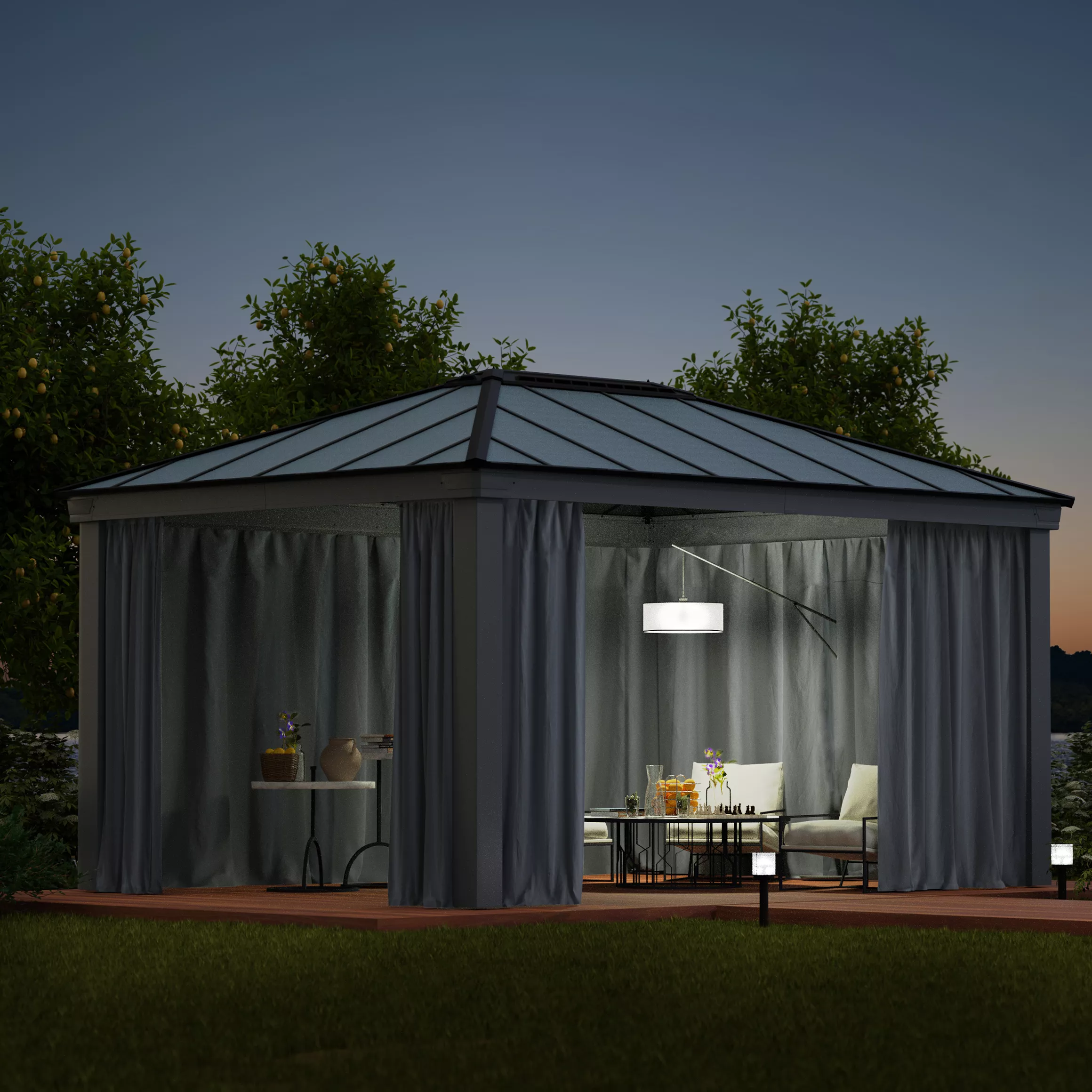 Palram - Canopia Dallas Grey Polyester (PES) Gazebo curtain, Pack of 4 (L)2120mm (W)4400mm Palram - Canopia Dallas Grey Polyester (PES) Gazebo Curtain, Pack Of 4 (L)2120mm (W)4400mm -Hozelock Shop palram canopia dallas grey polyester pes gazebo curtain pack of 4 l 2120mm w 4400mm7290108602692 02i