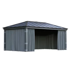 Palram - Canopia Dallas Grey Polyester (PES) Gazebo Curtain, Pack Of 4 (L)2120mm (W)5070mm -Hozelock Shop palram canopia dallas grey polyester pes gazebo curtain pack of 4 l 2120mm w 5070mm7290108602715 01c