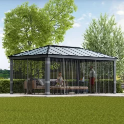 Palram - Canopia Dallas Grey Polyester (PES) Gazebo Netting, Pack Of 4 (L)2120mm (W)5070mm -Hozelock Shop palram canopia dallas grey polyester pes gazebo netting pack of 4 l 2120mm w 5070mm7290108602722 02i