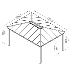 Palram - Canopia Dallas Grey Rectangular Gazebo, (W)4.88m (D)3.64m - Assembly Required -Hozelock Shop palram canopia dallas grey rectangular gazebo w 4 88m d 3 64m assembly required7290108601947 01t bq