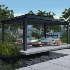 Palram - Canopia Dallas Grey Rectangular Gazebo, (W)6.12m (D)3.64m - Assembly Required