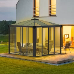 Palram - Canopia Ledro Grey Rectangular Gazebo, (W)2.95m (D)2.95m - Assembly Required