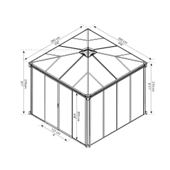 Palram - Canopia Ledro Grey Rectangular Gazebo, (W)2.95m (D)2.95m - Assembly Required -Hozelock Shop palram canopia ledro grey rectangular gazebo w 2 95m d 2 95m assembly required7290108136524 01t bq