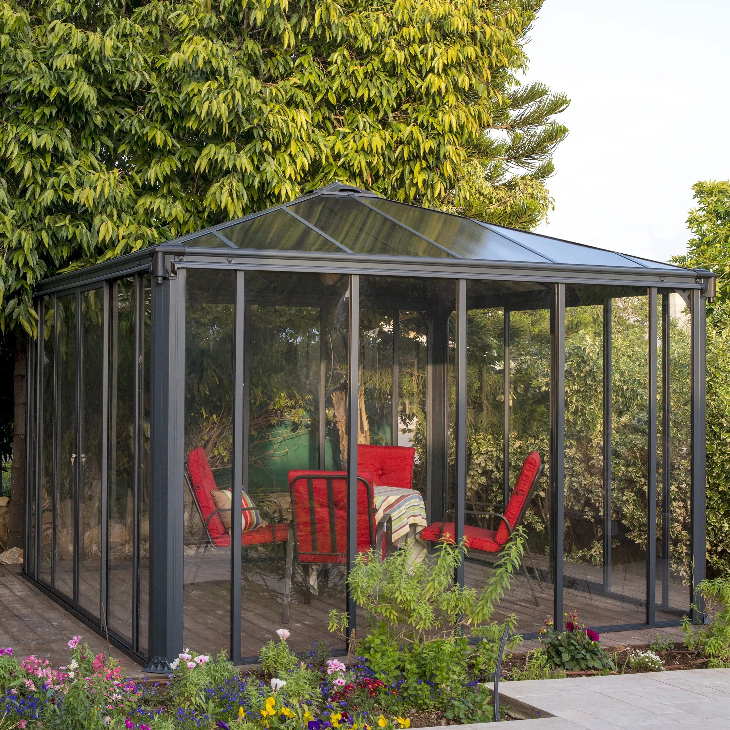 Palram - Canopia Ledro Grey Rectangular Gazebo, (W)3.6m (D)3.6m - Assembly required Palram - Canopia Ledro Grey Rectangular Gazebo, (W)3.6m (D)3.6m - Assembly Required -Hozelock Shop palram canopia ledro grey rectangular gazebo w 3 6m d 3 6m assembly required7290108136531 02i bq