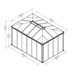Palram - Canopia Ledro Grey Rectangular Gazebo, (W)4.3m (D)2.96m - Assembly Required -Hozelock Shop palram canopia ledro grey rectangular gazebo w 4 3m d 2 96m assembly required7290108139648 01t bq
