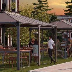 Palram - Canopia Martinique Grey Rectangular Gazebo, (W)4.93m (D)3.59m - Assembly Required -Hozelock Shop palram canopia martinique grey rectangular gazebo w 4 93m d 3 59m assembly required7290108136234 03i bq