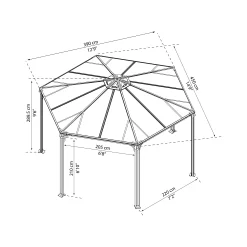 Palram - Canopia Monaco Grey Hexagonal Gazebo, (W)4.5m (D)3.9m - Assembly Required -Hozelock Shop palram canopia monaco grey hexagonal gazebo w 4 5m d 3 9m assembly required7290108130232 01t bq