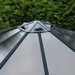 Palram - Canopia Monaco Grey Hexagonal Gazebo, (W)4.5m (D)3.9m - Assembly Required -Hozelock Shop palram canopia monaco grey hexagonal gazebo w 4 5m d 3 9m assembly required7290108130232 03i bq