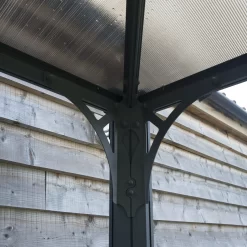 Palram - Canopia Monaco Grey Hexagonal Gazebo, (W)4.5m (D)3.9m - Assembly Required -Hozelock Shop palram canopia monaco grey hexagonal gazebo w 4 5m d 3 9m assembly required7290108130232 06i bq