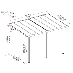 Palram - Canopia Sierra Grey Non-retractable Awning, (L)4.48m (H)3m (W)2.28m -Hozelock Shop palram canopia sierra grey non retractable awning l 4 48m h 3m w 2 28m7290108138535 01t bq