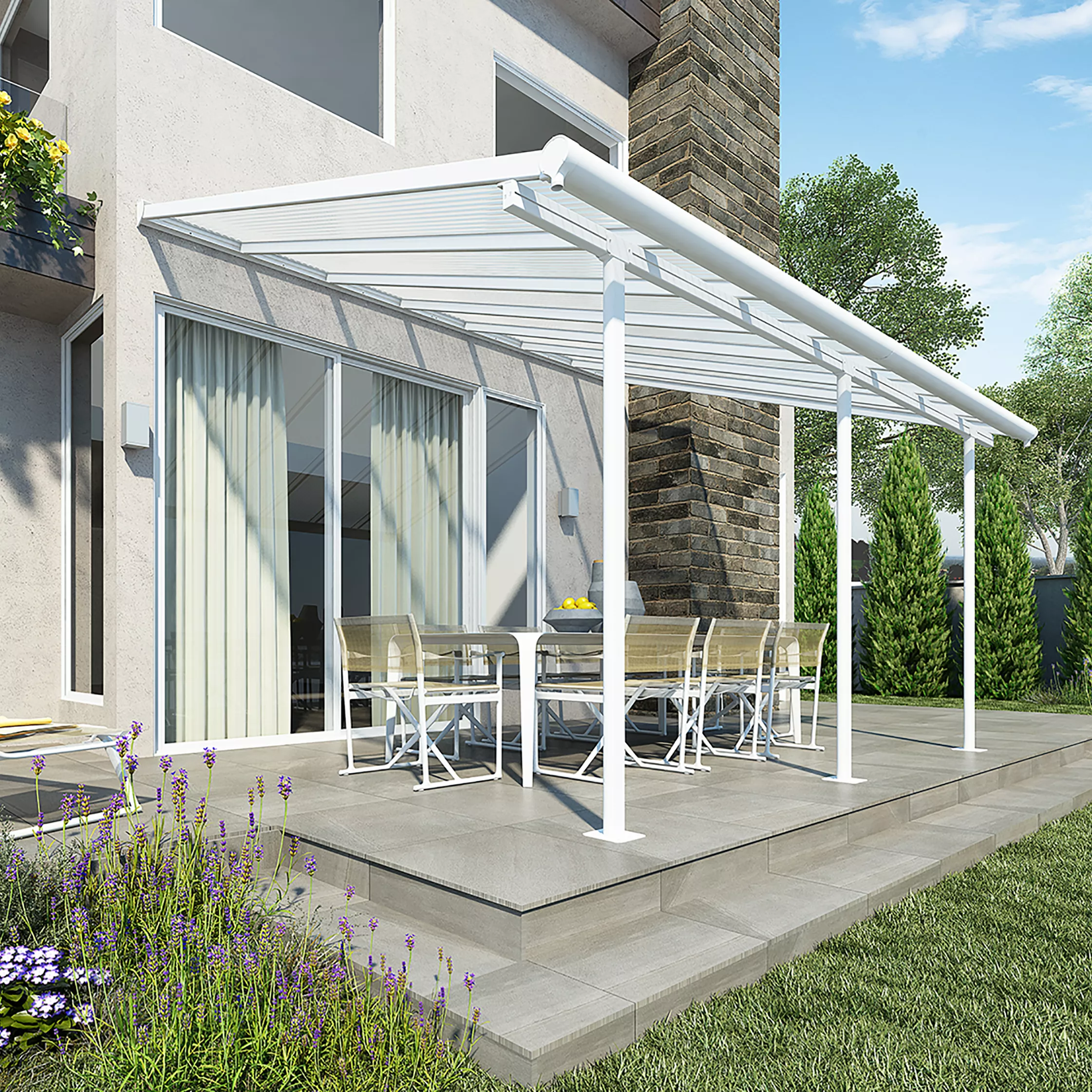 Palram - Canopia Sierra White Non-retractable Awning, (L)4.34m (H)3.05m (W)2.99m Palram - Canopia Sierra White Non-retractable Awning, (L)4.34m (H)3.05m (W)2.99m -Hozelock Shop palram canopia sierra white non retractable awning l 4 34m h 3 05m w 2 99m7290108130287 01i bq