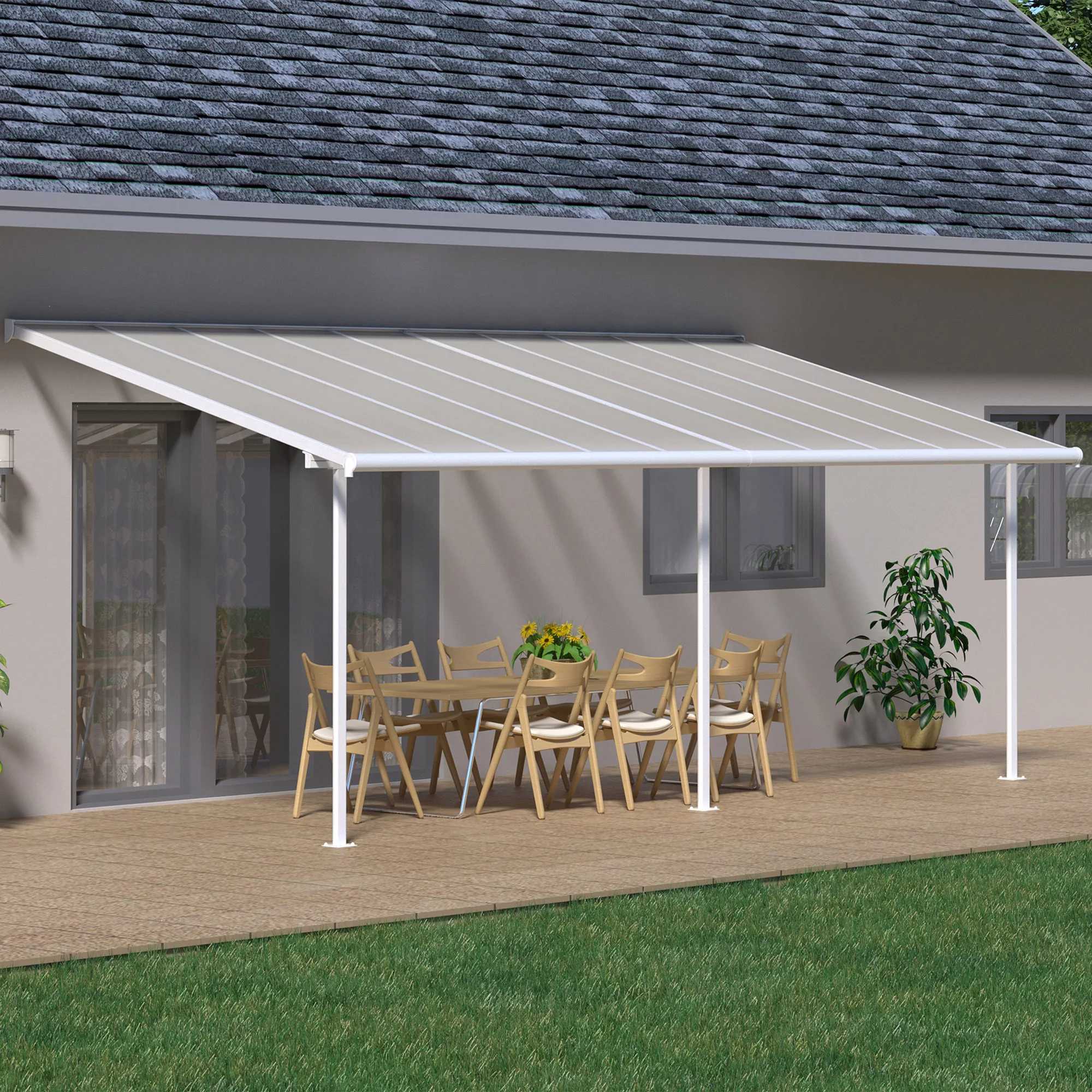 Palram - Canopia Sierra White Non-retractable Awning, (L)8.6m (H)3.05m (W)2.95m Palram - Canopia Sierra White Non-retractable Awning, (L)8.6m (H)3.05m (W)2.95m -Hozelock Shop palram canopia sierra white non retractable awning l 8 6m h 3 05m w 2 95m7290108130560 01i bq