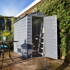 Palram - Canopia Skylight 6x4 Apex Dark Grey Plastic Shed With Floor -Hozelock Shop palram canopia skylight 6x4 apex dark grey plastic shed with floor7290103121808 02i BQ
