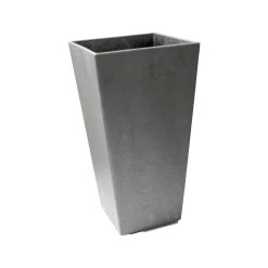 Primeur Sonata Pewter Plain Square Plant Pot (Dia)26cm