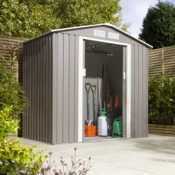 Rowlinson Trentvale 6x4 Pent Light Grey Metal Shed -Hozelock Shop rowlinson trentvale 6x4 pent light grey metal shed5013856206293 01i bq