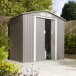 Rowlinson Trentvale 6x4 Pent Light Grey Metal Shed -Hozelock Shop rowlinson trentvale 6x4 pent light grey metal shed5013856206293 03i bq