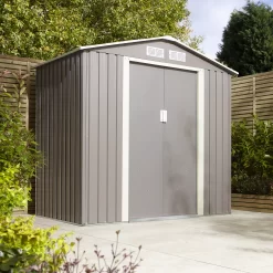 Rowlinson Trentvale 6x4 Pent Light Grey Metal Shed -Hozelock Shop rowlinson trentvale 6x4 pent light grey metal shed5013856206293 04i bq