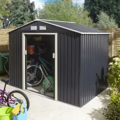 Rowlinson Trentvale 8x6 Apex Dark Grey Metal Shed -Hozelock Shop rowlinson trentvale 8x6 apex dark grey metal shed5013856206224 01i bq