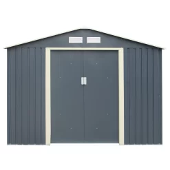 Rowlinson Trentvale 8x6 Apex Dark Grey Metal Shed -Hozelock Shop rowlinson trentvale 8x6 apex dark grey metal shed5013856206224 02c bq