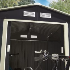 Rowlinson Trentvale 8x6 Apex Dark Grey Metal Shed -Hozelock Shop rowlinson trentvale 8x6 apex dark grey metal shed5013856206224 06i bq