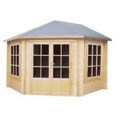 Shire Belvoir 10x10 Ft Apex Tongue & Groove Wooden Cabin With Felt Tile Roof - Assembly Service Included