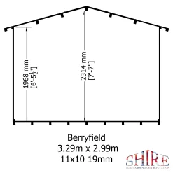 Shire Berryfield 11x10 Glass Apex Tongue & Groove Wooden Cabin - Base Not Included -Hozelock Shop shire berryfield 11x10 glass apex tongue groove wooden cabin base not included5019804112319 01t bq