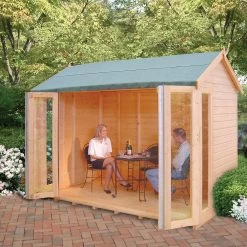 Shire Blenheim 10x8 Apex Shiplap Wooden Summer House With Bi-fold Door - Assembly Service Included -Hozelock Shop shire blenheim 10x8 apex shiplap wooden summer house with bi fold door assembly service included5019804111213 02i bq