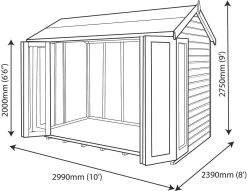 Shire Blenheim 10x8 Glass Bi-fold Door Apex Shiplap Wooden Summer House - Base Not Included -Hozelock Shop shire blenheim 10x8 glass bi fold door apex shiplap wooden summer house base not included5019804225491 02t