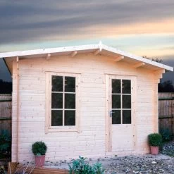 Shire Bucknells 12x8 Toughened Glass Apex Tongue & Groove Wooden Cabin - Base Not Included