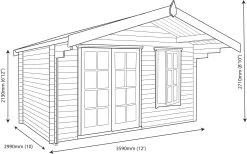 Shire Cannock 12x10 Toughened Glass Apex Tongue & Groove Wooden Cabin - Base Not Included -Hozelock Shop shire cannock 12x10 toughened glass apex tongue groove wooden cabin base not included5019804312108 03t