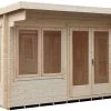 Shire Danbury 12x10 Glass Pent Tongue & Groove Wooden Cabin - Base Not Included