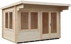 Shire Danbury 12x10 Glass Pent Tongue & Groove Wooden Cabin - Base Not Included