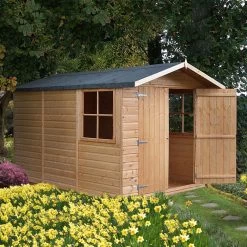 Shire Guernsey 7x10 Ft Apex Shiplap Wooden 2 Door 2 Windows Shed With Floor (Base Included) - Assembly Service Included
