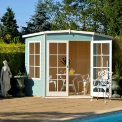 Shire Hampton 8x8 Glass Pent Shiplap Wooden Summer House - Base Not Included -Hozelock Shop shire hampton 8x8 glass pent shiplap wooden summer house base not included5019804889839 01i bq