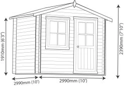Shire Hartley 10x10 Apex Tongue & Groove Wooden Cabin (Base Included) - Assembly Service Included -Hozelock Shop shire hartley 10x10 apex tongue groove wooden cabin base included assembly service included5019804212002 03t