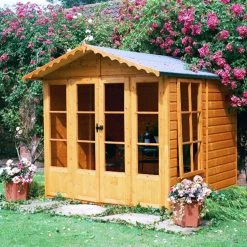 Shire Kensington 7x7 Toughened Glass Apex Shiplap Wooden Summer House - Base Not Included -Hozelock Shop shire kensington 7x7 toughened glass apex shiplap wooden summer house base not included5019804111183 01i