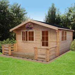 Shire Kinver 12x14 Toughened Glass Apex Tongue & Groove Wooden Cabin - Base Not Included -Hozelock Shop shire kinver 12x14 toughened glass apex tongue groove wooden cabin base not included5019804111404 01i