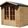 Shire Lumley 7x5 Toughened Glass Apex Shiplap Wooden Summer House - Base Included