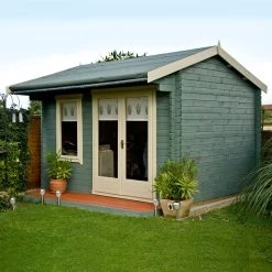 Shire Marlborough 10x10 Toughened Glass Apex Tongue & Groove Wooden Cabin - Base Not Included -Hozelock Shop shire marlborough 10x10 toughened glass apex tongue groove wooden cabin base not included5019804112326 01i