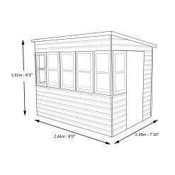 Shire Sun 8x8 Glass Pent Shiplap Wooden Summer House - Base Not Included -Hozelock Shop shire sun 8x8 glass pent shiplap wooden summer house base not included5019804112029 01t