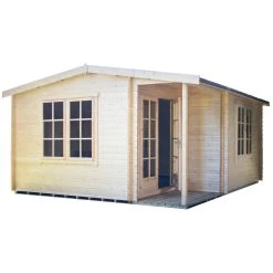 Shire Twyford 14x17 Glass Apex Tongue & Groove Wooden Cabin - Base Not Included