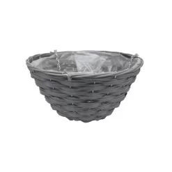 Smart Garden Faux Rattan Grey Round Plastic Hanging Basket, 35cm