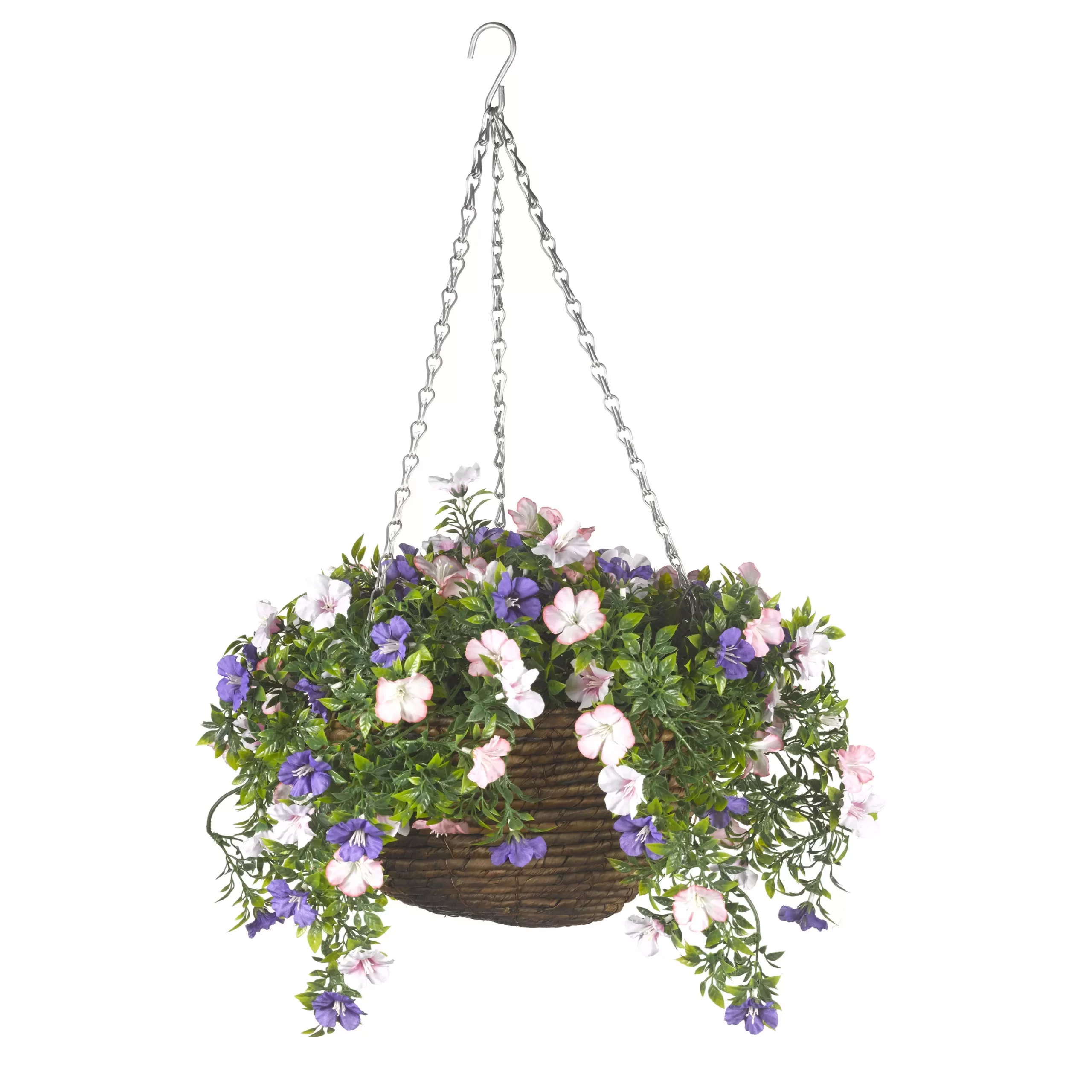 Smart Garden Pertunia artificial Blue/ White Round Plastic Hanging basket, 30cm Smart Garden Pertunia Artificial Blue/ White Round Plastic Hanging Basket, 30cm -Hozelock Shop smart garden pertunia artificial blue white round plastic hanging basket 30cm5050642007344 02c bq scaled
