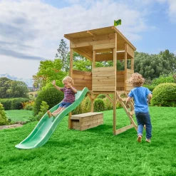 TP Toys 8x7 Tree Top Timber Tower Slide Playhouse Assembly Required -Hozelock Shop tp toys 8x7 tree top timber tower slide playhouse assembly required5021854803543 04i bq